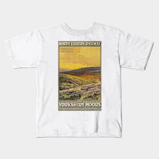 The Yorkshire Moors - NER - Vintage Railway Travel Poster - 1910 Kids T-Shirt